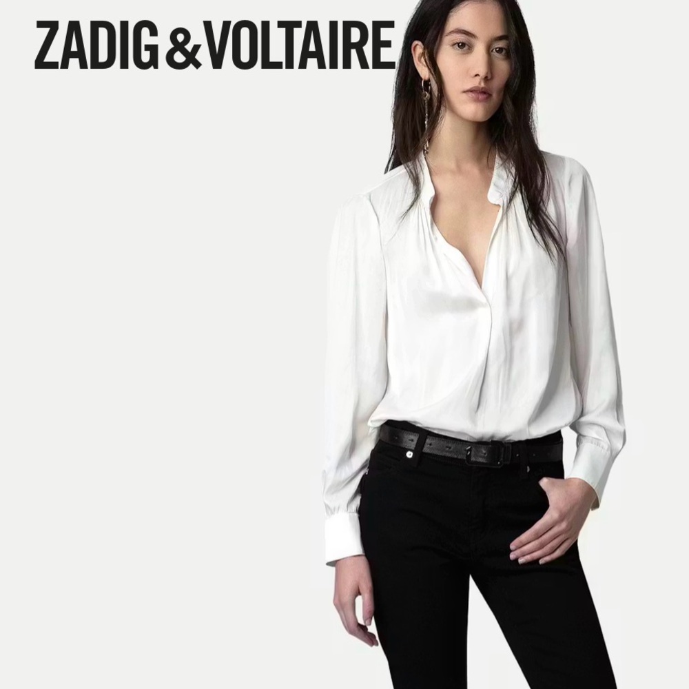 Zadig & Voltaire Off-White Satin Blouse size Small